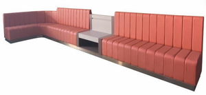 Banquette de restaurant en bois en forme de L sur mesure |   Canapé banquette commercial moderne avec revêtement en tissu pour cafés et salles à manger - Product Image 2