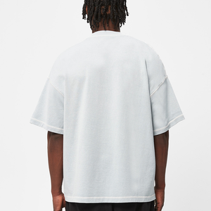 <span class=keywords><strong>T</strong></span>-<span class=keywords><strong>shirt</strong></span> ample en coton épais pour hommes, <span class=keywords><strong>bleu</strong></span> <span class=keywords><strong>marine</strong></span>, mode estivale avec tissu éponge personnalisé avec logo imprimé - Product Image 3