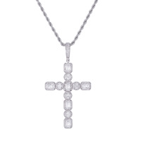 Pendentif Croix Hip Hop Carré et Rond avec Grand Zircon, Accessoires DJ et Danse Urbaine