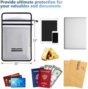 CUSTOM 15\" X 11\" Dual <b>Pocket</b> Waterproof Fireproof Document Bag Zippered Security <b>Pocket</b> for Valuables Legal Documents - Product Image 3
