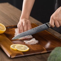 Ensemble de couteaux de chef japonais Zhang Xiao Quan - 6 pièces, couteaux de cuisine multifonctionnels ambidextres, manches G10, lames en acier Damas