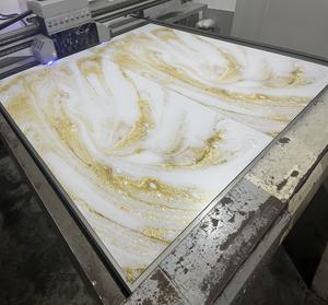 لوحة حائط بالأشعة فوق البنفسجية سهلة التركيب بنمط متماثل ملون بطباعة ثلاثية الأبعاد شديدة اللمعان من كلوريد البولي فينيل ورقائق رخام للديكور الداخلي - Product Image 2