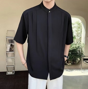 <span class=keywords><strong>Camisa</strong></span> <span class=keywords><strong>blanca</strong></span> con cuello levantado para hombre, camisas <span class=keywords><strong>de</strong></span> <span class=keywords><strong>manga</strong></span> <span class=keywords><strong>corta</strong></span> con <span class=keywords><strong>botones</strong></span> ocultos informales <span class=keywords><strong>de</strong></span> negocios <span class=keywords><strong>de</strong></span> verano - Product Image 2