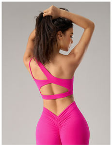 売れ筋不規則なワンショルダーバック中空スポーツブラヌード肌にやさしいヨガフィットネスアクティブトップブラヨガ下着 - Product Image 4