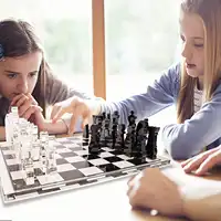 אלגנטי בעבודת יד אקריליק שחמט סט נסיעות שחמט סט עם שחור & נקה חתיכות