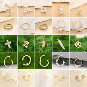 Mặt dây chuyền, khuyên tai, khuyên mũi, trang sức body piercing bằng vàng 14K nguyên chất, đầu ren ngoài, đính đá CZ, sản xuất theo yêu cầu. - Product Image 3