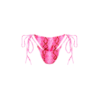 Ontwerp je eigen merk omkeerbare zwempak dames slangenprint roze strik bikini top en string onderbroek set