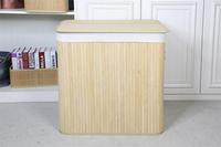 Panier à linge pliable en bambou à 3 sections - Panier de rangement en lattes de bambou de grande capacité avec poignées