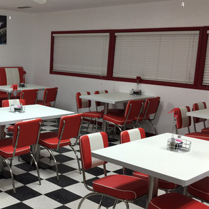 Conjunto de Comedor Comercial Ecológico, Asientos Modernos Tipo Booth con Sillas Metálicas y Mesa de Madera para Cafetería o Restaurante - Product Image 2