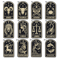 Patchs brodés thermocollants personnalisés style vintage, thème cartes de tarot et 12 signes du zodiaque, pour veste en jean et sac à dos