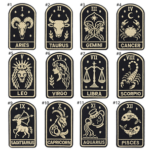 Toppe Ricamate Personalizzate Vintage con Carte dei <span class=keywords><strong>Tarocchi</strong></span> e Dodici Segni Zodiacali per Giacche in Denim e Zaini - Product Image 2