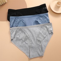 Nueva llegada al por mayor barato 95% algodón diario mujer Bragas ropa interior Sexy con encaje negro chica joven Bikinis Brzialian Pantalones