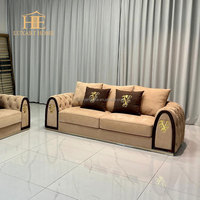 Ensemble de canapés en cuir pour salon, style moderne italien, simple et luxueux, en bois massif, pour villa