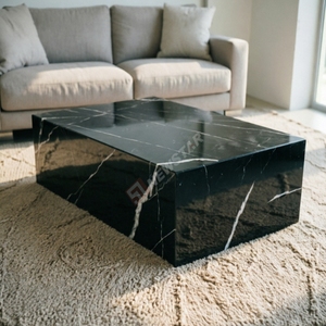 Wholesale Custom China Nero Margiua <b>Marble</b> Coffee <b>Table</b> Modern Plinth Side for Living Room - Product Image 3