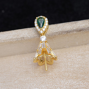 Base de Plata S925 para Abalorios, Bandeja Vacía JG5994, 10-12mm, Circonita Verde, Perla, Accesorios para Joyería, Componentes para DIY - Product Image 4