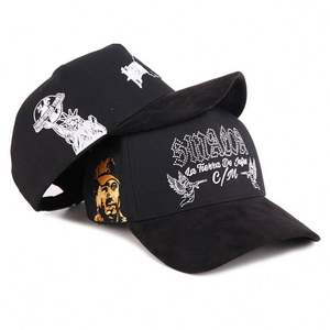 Gorras deportivas de 5 paneles de nuevo diseño al por mayor, gorras de béisbol de hip hop con diamantes de imitación, gorras con visera curva de gamuza y forro de satén. - Product Image 2