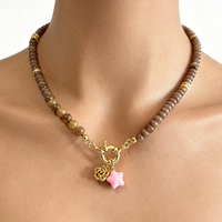 Kalung Manik Citrine Pink Multi-Elemen Gaya Vintage Imut Future Angel, Liontin Desain Serbaguna Kelas Atas untuk Wanita