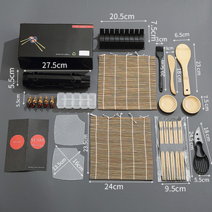Younis Outils de cuisine transfrontalière pour la préparation de sushis DIY, Moule à boulettes de riz pour sushis, Tapis de roulage en bambou, Ensemble de tubes à sushis japonais Noir & Rouge - Product Image 6