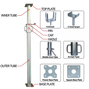 Étais métalliques télescopiques réglables en acier pour coffrage de construction et soutien - Product Image 4