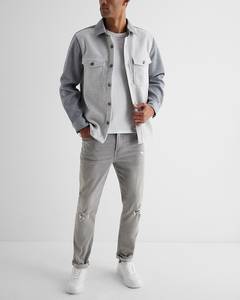 Tendance personnalisée décontracté unisexe Fit Shacket bouton vers le bas <span class=keywords><strong>surchemise</strong></span> bloc de couleur veste de chemise en tricot - Product Image 3