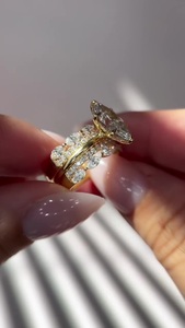 Ensemble de bagues de luxe pliables avec diamant de laboratoire taille marquise de 2 carats, en or jaune 14K 18K VVS, pour bijoux personnalisés certifiés - Product Image 4