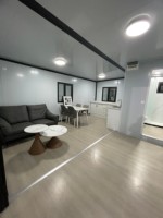 Maison préfabriquée minimaliste de luxe entièrement meublée, plusieurs chambres, extérieur, 20 pieds, 40 pieds, résidence modulaire extensible