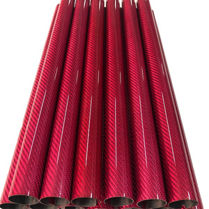 Tubo Rígido de Fibra de Carbono de Alto Rendimiento 3K Twill Color Rojo Personalizado - Product Image 3