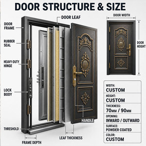 <span class=keywords><strong>Porte</strong></span> <span class=keywords><strong>d</strong></span>'<span class=keywords><strong>entrée</strong></span> pivotante de luxe <span class=keywords><strong>sur</strong></span> <span class=keywords><strong>mesure</strong></span> en acier et cuivre pour villas et maisons, avec cadre de sécurité, à prix compétitif - Product Image 3