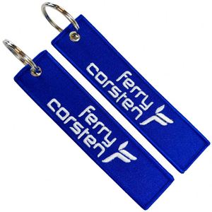 Logo Fabric Embroidery Woven Jet Tag Keyring Custom Motorcycle Key Chain Car Embroidered Keychains - Product Image 4