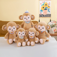 Boneka Monyet Lucu, Hewan Boneka Isi Kapas PP, Bib Bunga Rajut, Berbagai Ukuran, Hadiah untuk Anak-Anak