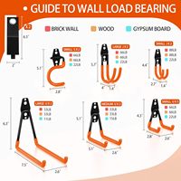 Lot de 18 crochets de garage modernes en métal, robustes, avec revêtement antidérapant, gain de place, multifonctionnels, à fixation murale pour suspendre vélos et échelles