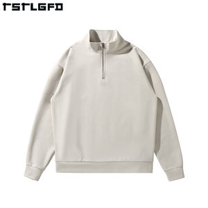 Felpa da <span class=keywords><strong>uomo</strong></span> personalizzata a collo alto <span class=keywords><strong>mezza</strong></span> <span class=keywords><strong>Zip</strong></span> 100% cotone taglie forti a tracolla <span class=keywords><strong>con</strong></span> cerniera felpa da <span class=keywords><strong>uomo</strong></span> - Product Image 5