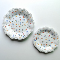 Solhui Ins ensemble de vaisselle en céramique fleur créative corée jante perlée assiette à gâteau dessert