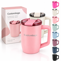 Mug de voyage isotherme en acier inoxydable 304 à double paroi, anti-fuite, réutilisable, avec couvercle rabattable, 16 oz, pour usage quotidien - Vente en gros