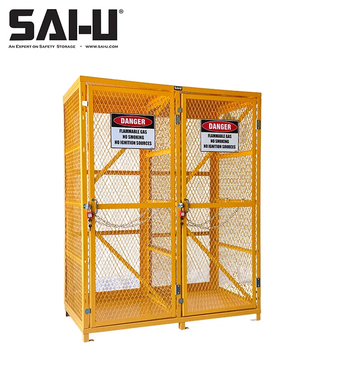 प्रयोगशाला कारखानों में उपयोग किया जाता है gc2018 SAI-U मेष गैस सिलेंडर कैबिनेट आउटडोर पीला नेटवर्क कैबिनेट