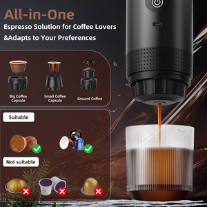 Hot Cold <b>Automatic</b> <b>Coffee</b> Maker with Brew System Portable for Car Support Ground <b>Coffee</b> Capsule Compatible - Product Image 2