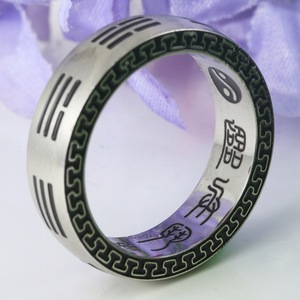 yunnique <b>Titanium</b> Steel Bagua <b>Ring</b> Men's Geometric Thumb <b>Ring</b> With Yin Yang And Chinese Characters For Gift - Product Image 3