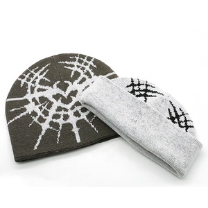 Gorro de punto retro estilo streetwear sin dobladillo con patrón de llamas jacquard, gorro de invierno de acrílico estilo <span class=keywords><strong>anime</strong></span> para hombre, venta al por mayor, personalizado - Product Image 2