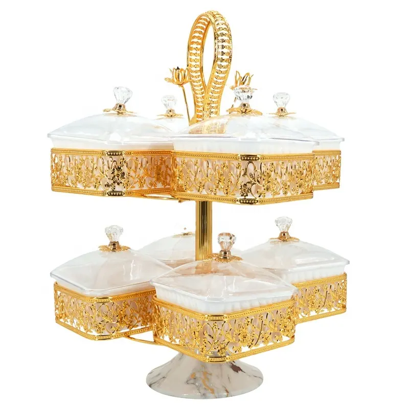 China Art Decor Modieuze Sier Gemakkelijk Reinheid Rustieke Europese Gouden Metal Candy Box