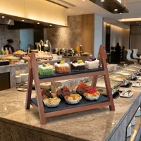 Supports de buffet en bois OKEY, rehausseurs et présentoirs de buffet, support pour le thé de l'après-midi, présentoir alimentaire pour buffet