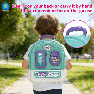 Ensemble de jouets éducatifs en plastique 3-en-1 <span class=keywords><strong>pour</strong></span> enfants, kit de jeu de docteur avec sac à dos, trousse médicale et jeu d'imitation double face - Certifié EN71 ASTM - Product Image 6