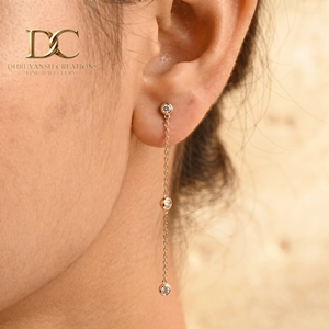 ต่างหูเพชรทรงหยดน้ำทรงกลม ดีไซน์เนอร์ 14KT ทองคำแท้สีเหลือง ได้รับการรับรองจาก IGI เพชรเพาะเลี้ยงในห้องปฏิบัติการ เหมาะสำหรับผู้หญิง เป็นของขวัญสำหรับทุกโอกาสพิเศษ - Product Image 5