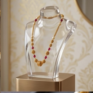 Antique 925 Silver Mala <b>Necklace</b> with Red Beads and Pearls Long Chain <b>Statement</b> Jewelry for Women Party and Wedding Wear - Product Image 4