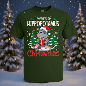 Quiero un hipopótamo para Navidad, camiseta con diseño de hipopótamo - Product Image 3