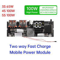 QC3.0 PD2.0 LED 4 ports USB 3S 4S 5S 65W 100W Micro/Type-C USB Mobile Power Bank 18650 Module de charge Protection du circuit