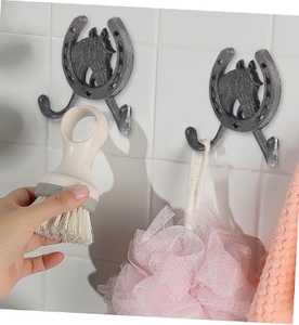 ติดผนังตะขอแขวนหัวหล่อหมวกแขวนเหล็กผนังห้องครัวแขวนเกือกม้าCoat Hooksชั้นวางกุญแจ<span class=keywords><strong>Wrought</strong></span> Sตกแต่งเสื้อผ้าตะขอ - Product Image 5