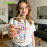 Transferts UV DTF Goode à motifs de Noël de dessins animés pour gobelets de 16 oz en PET, gaufrés 3D, imperméables et écologiques