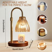 Lampe chauffe-bougie vintage en verre côtelé, diffuseur de cire électrique à intensité variable, lampe d'aromathérapie sans flamme pour chambre et décoration intérieure