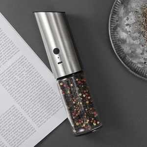 Stainless Steel Rechargeable USB Gravity Automatic Electric Eco-Friendly Dishwasher Safe <b>Spice</b> Mill Himalayan Salt Pepper - Product Image 3