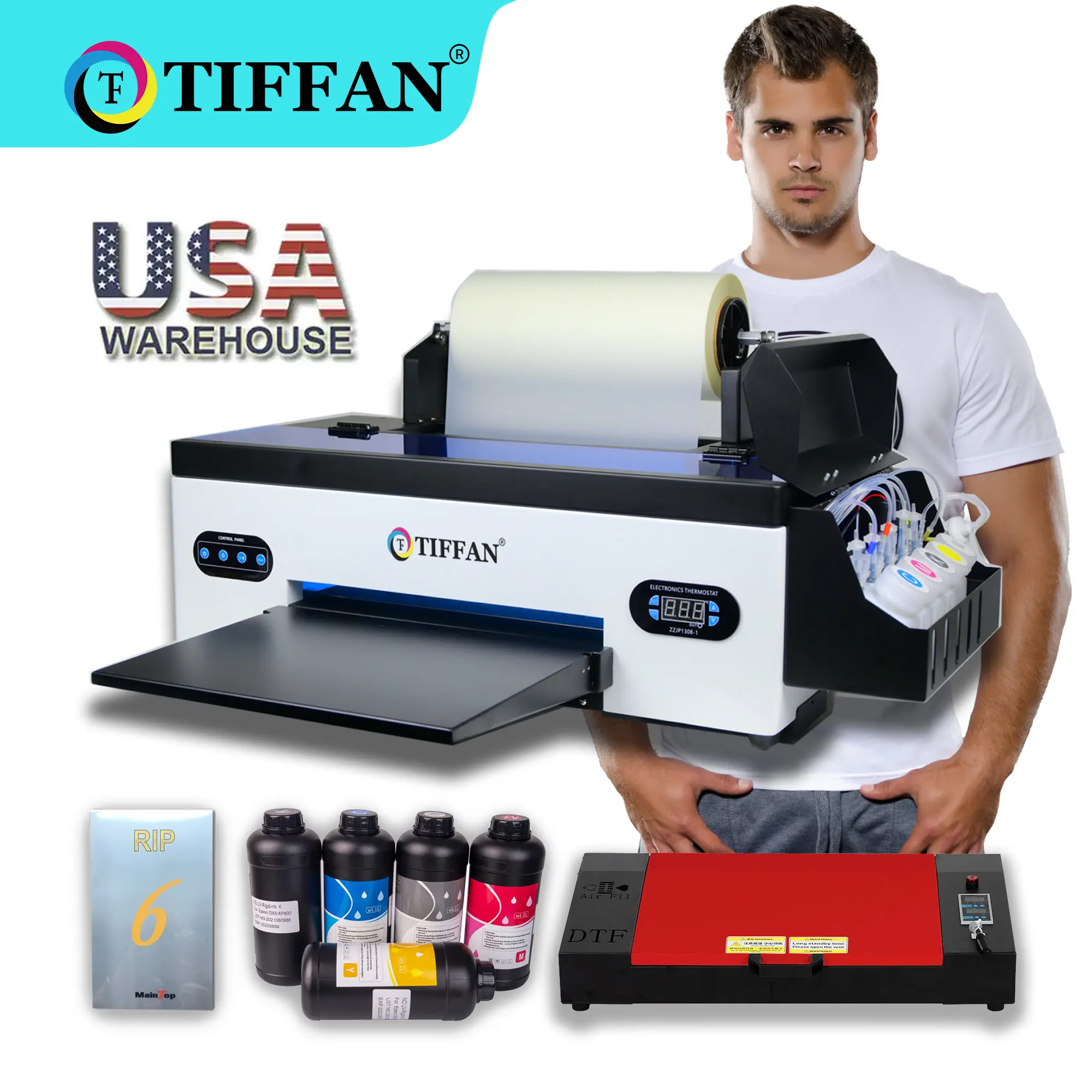 TIFFAN impresora dtf textil 12 pollici A3 30cm p800 DTF stampante 4 testina DTF stampante t-shirt macchina da stampa